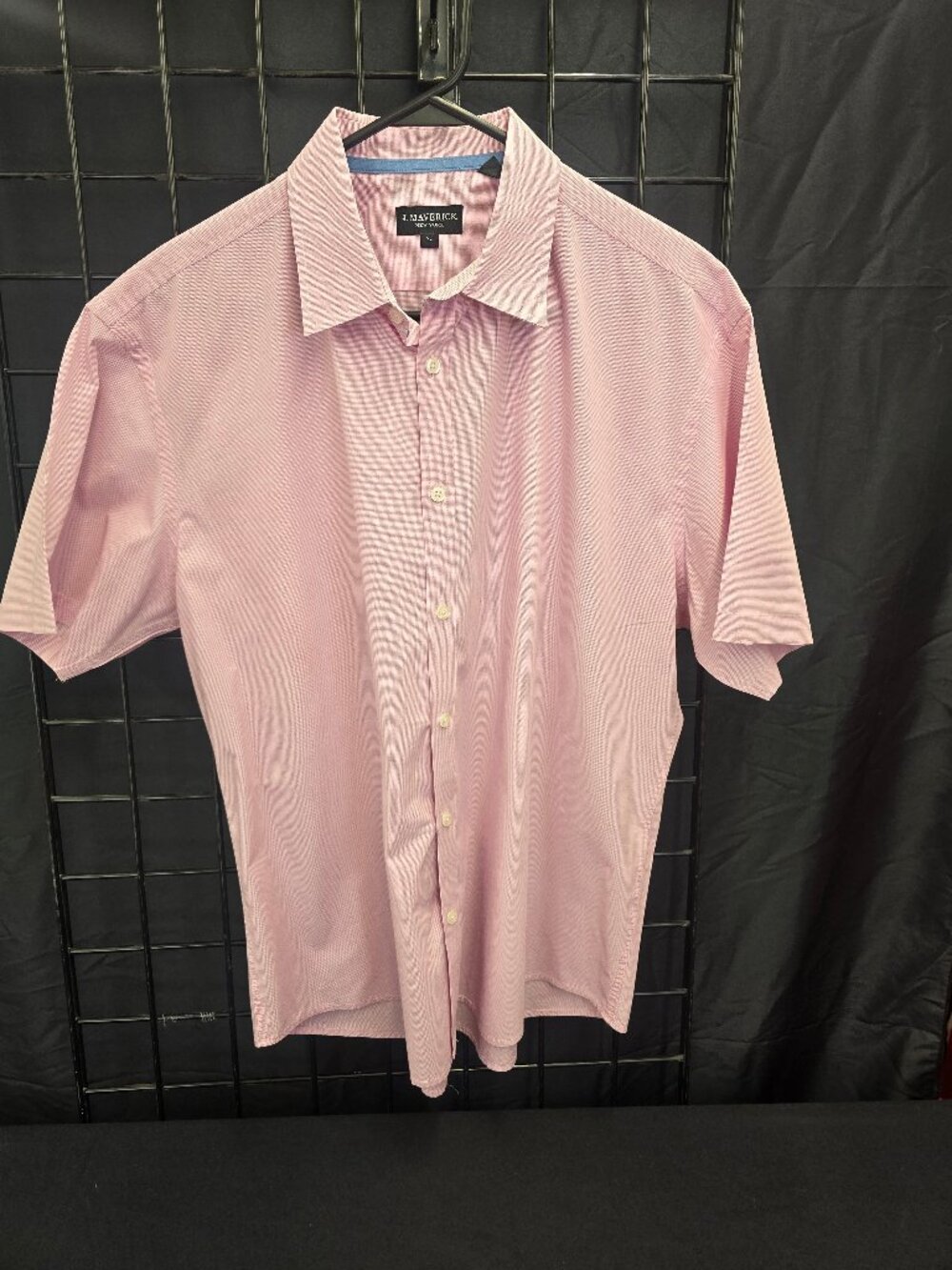 J. Maverick New York Men's XL Pink Micro Check Short Sleeve Button-Up Shirt